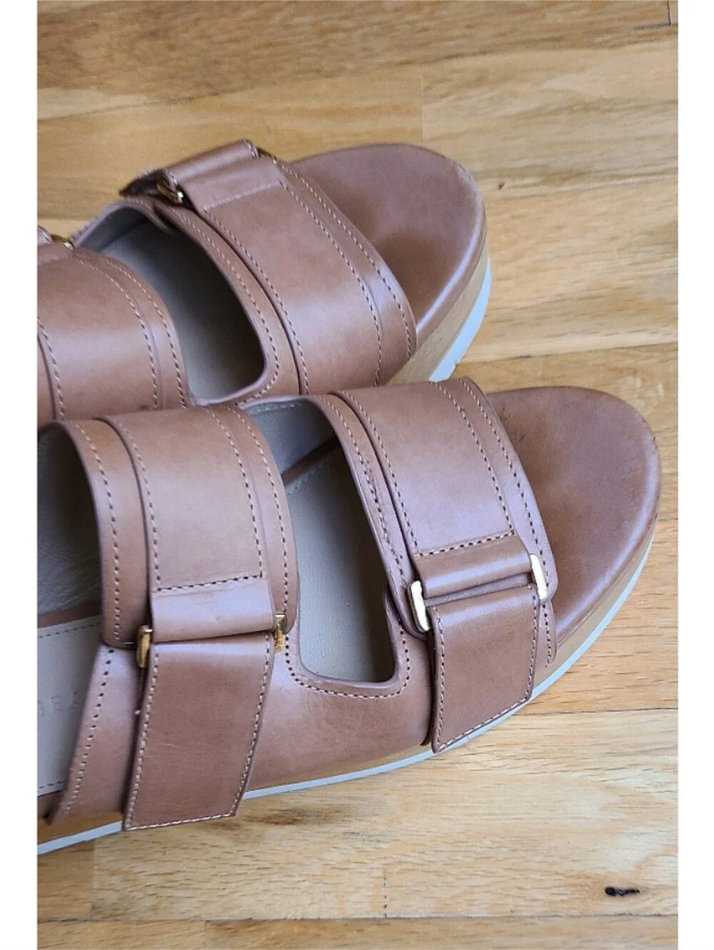 Veronica Beard Welda Platform Leather Wedge Sandal Size 7 Resortwear 70s Indie
